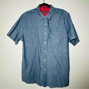 Saddlebred 1888 Men's Tailored Fit Blue Button Down Shirt with Red Sailboats Lar